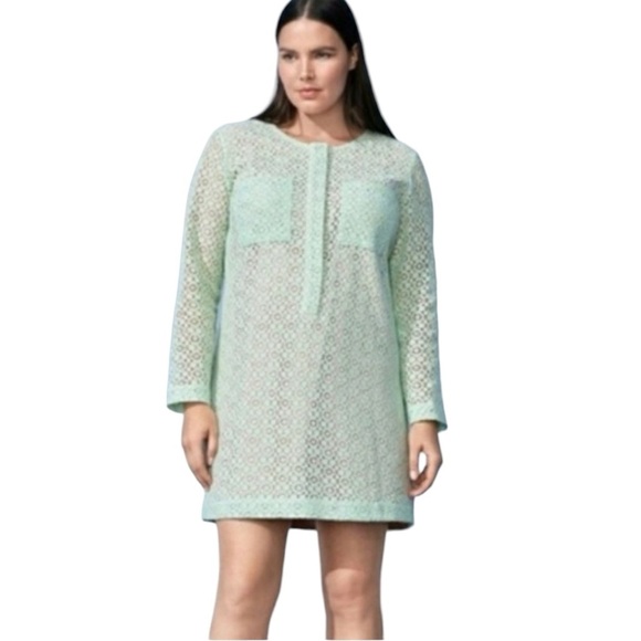 Victoria Beckham Mint Green Lace Dress - Picture 1 of 5